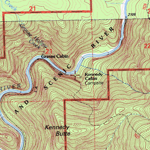 Topographic Map of Kennedy Cabin, CA
