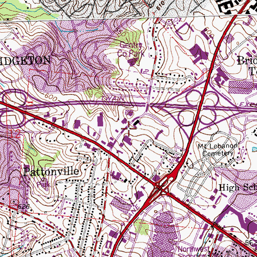 Topographic Map of Pattonville Fire Protection District Station 1, MO