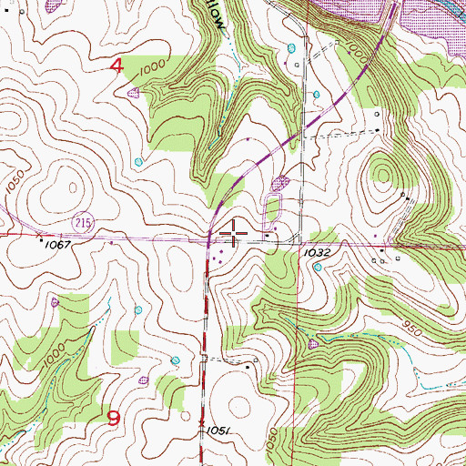 Topographic Map of Walnut Grove Fire Protection District Station 2, MO