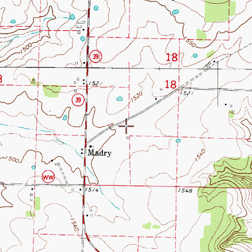 Topographic Map of Aurora Rural Fire Department Station 2, MO