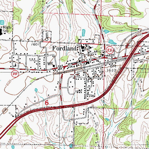 Topographic Map of Southern Webster County Fire Protection District Station 1, MO