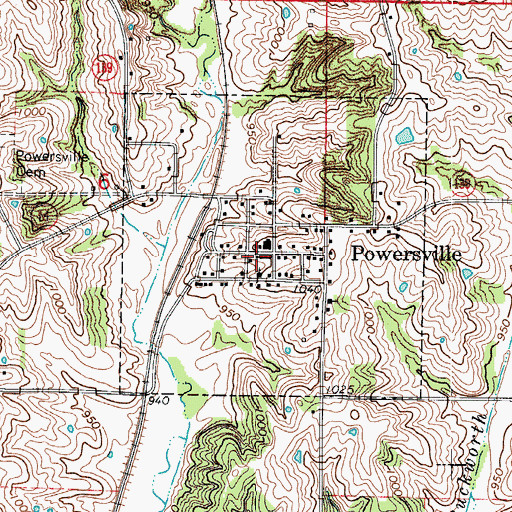 Topographic Map of York Township Fire Department, MO
