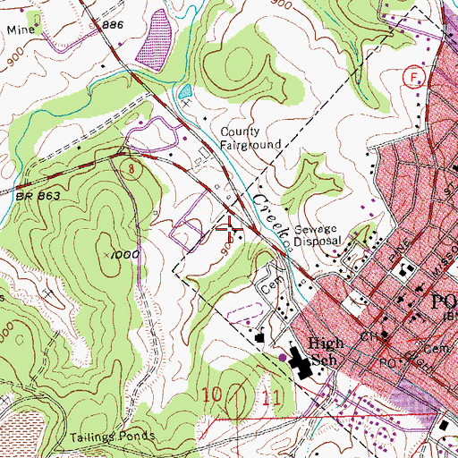 Topographic Map of Mark Twain National Forest Potosi Frederickstown Ranger District Main Office, MO