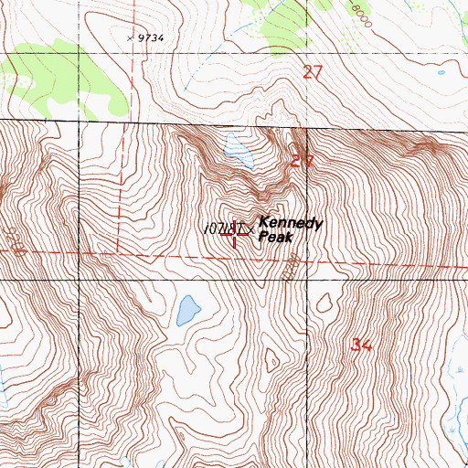 Topographic Map of Kennedy Peak, CA