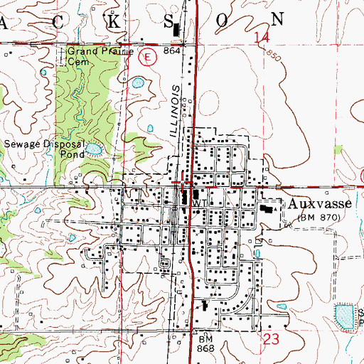 Topographic Map of Auxvasse Volunteer Fire Department, MO