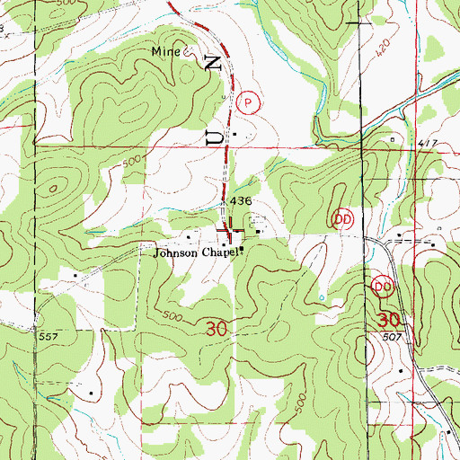 Topographic Map of Gatewood Volunteer Fire Department Station 3, MO