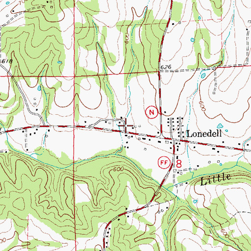 Topographic Map of Saint Clair Fire Protection District Station 2, MO