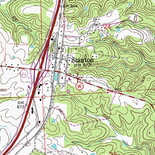 Topographic Map of Sullivan Fire Protection District Station 2, MO