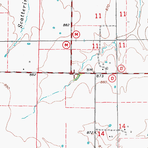 Topographic Map of Little Dixie Fire Protection District Station 2, MO