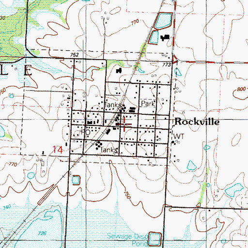 Topographic Map of Rockville Community Fire Department, MO