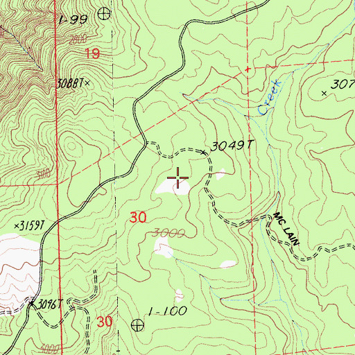 Topographic Map of Kennedy Ranch, CA
