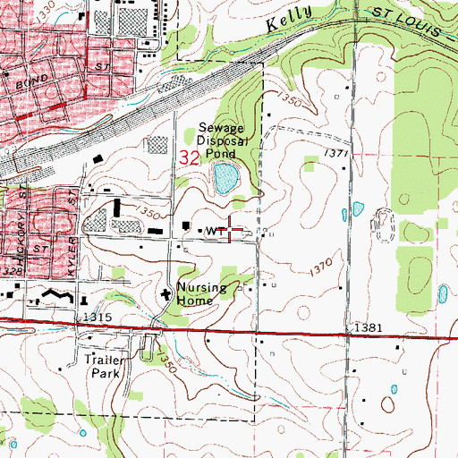 Topographic Map of Monett Rural Fire Department Station 1, MO