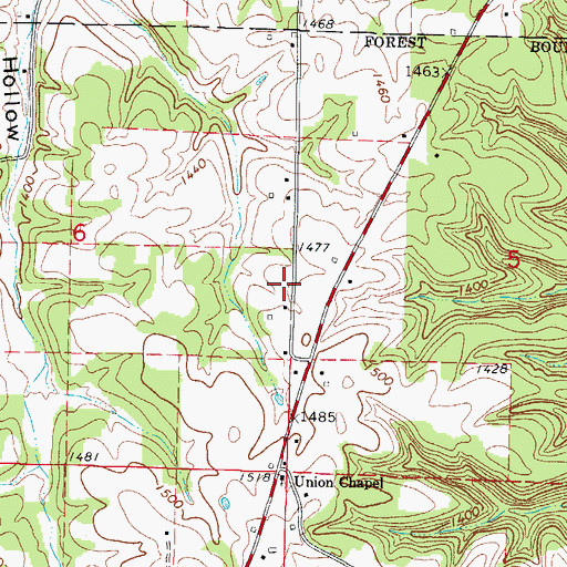 Topographic Map of Jenkins Rural Fire Department Substation, MO