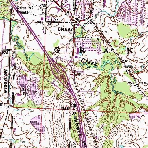 Topographic Map of Central Cass County Fire Protection District Station 1, MO