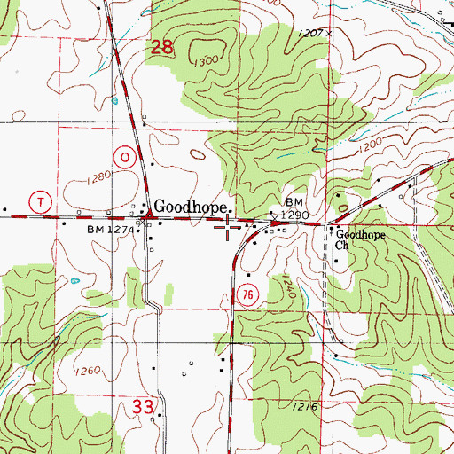 Topographic Map of Goodhope Fire Department, MO
