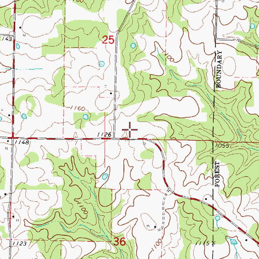 Topographic Map of E - 76 - EE Volunteer Fire Department, MO