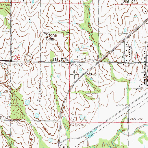 Topographic Map of Clarksdale Fire Protection District, MO