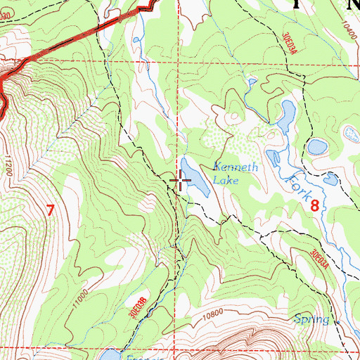 Topographic Map of Kenneth Lake, CA