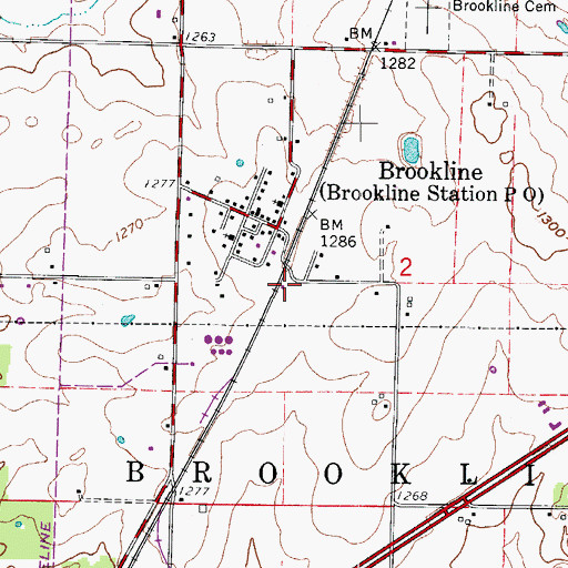 Topographic Map of Brookline Fire Protection District Station 1, MO