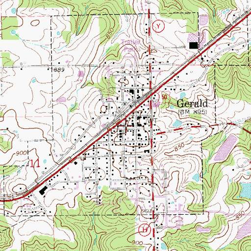 Topographic Map of Gerald - Rosebud Fire Protection District Station 1, MO