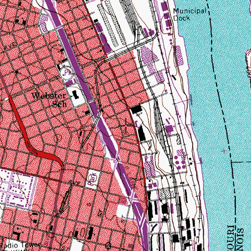 Topographic Map of Saint Louis Fire Department - Engine House 9, MO