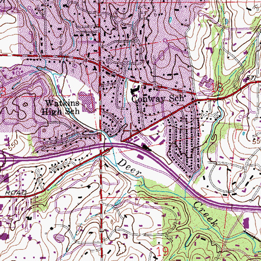 Topographic Map of Ladue Fire Department Station 2, MO