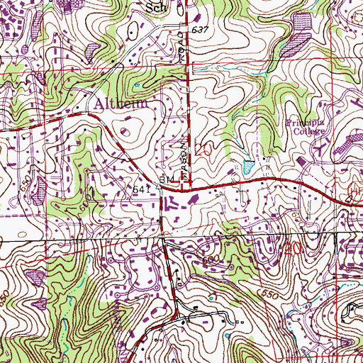 Topographic Map of West County Emergency Medical Services and Fire Protection District Station 3, MO