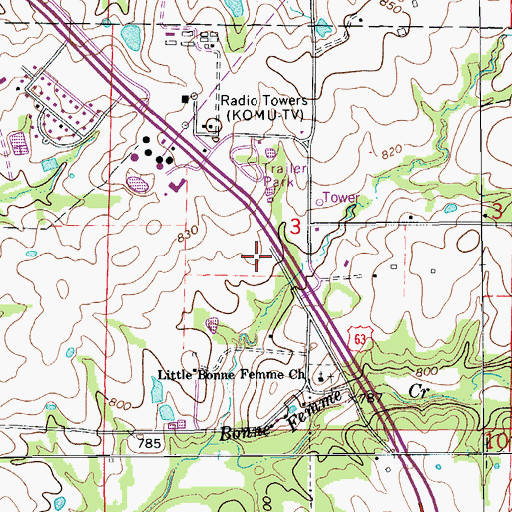 Topographic Map of Boone County Fire Protection District Station 15, MO