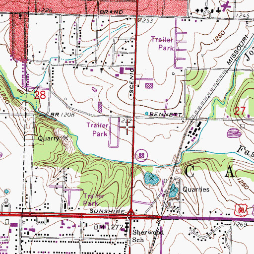 Topographic Map of Springfield Fire Department Station 8, MO