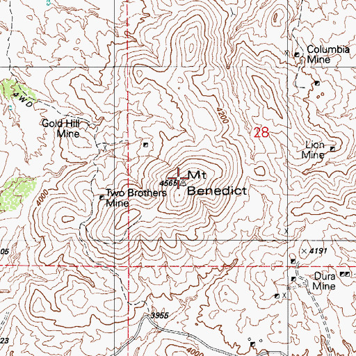 Topographic Map of Mount Benedict, AZ