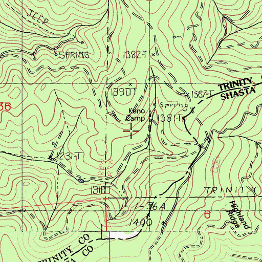 Topographic Map of Keno Camp, CA