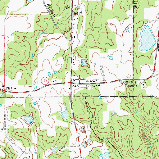 Topographic Map of New Melle Fire Protection District Station 2, MO