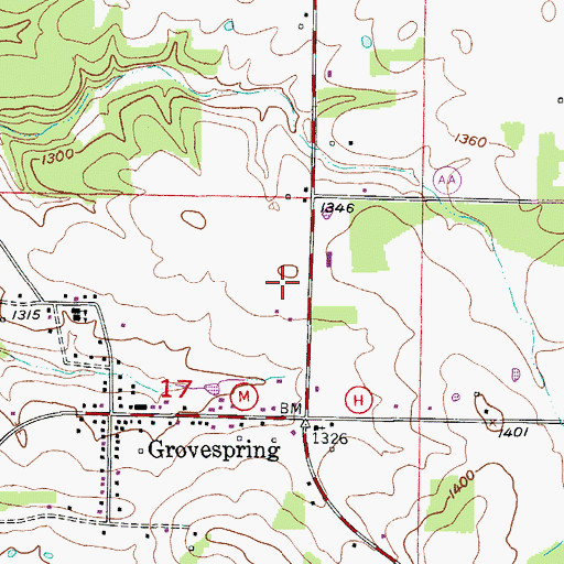 Topographic Map of Grovespring Area Voluntary Fire Protection Association Station 1, MO