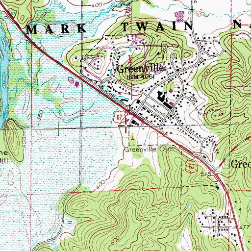 Topographic Map of Wayne County Volunteer Fire Protection District, MO