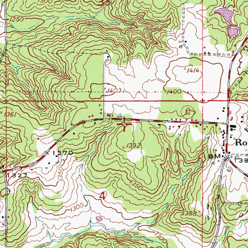 Topographic Map of Roby Fire Department, MO