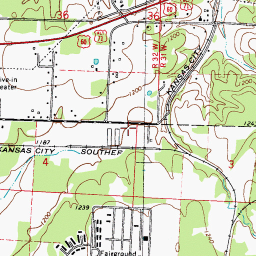 Topographic Map of Neosho Fire Department Station 2, MO