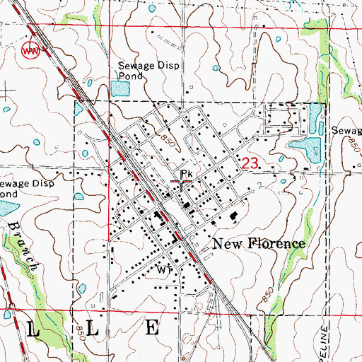 Topographic Map of New Florence Fire Protection District, MO