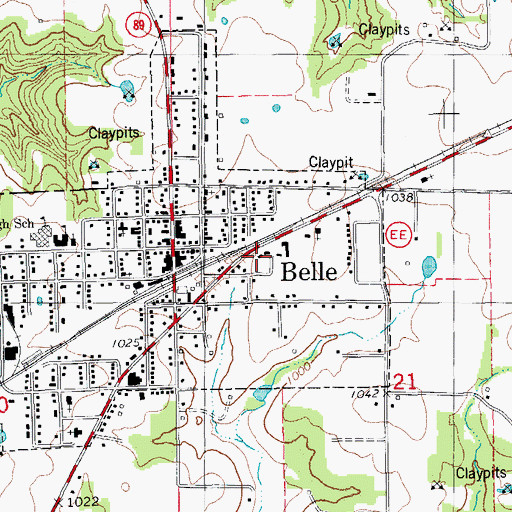 Topographic Map of Belle Volunteer Fire Department, MO