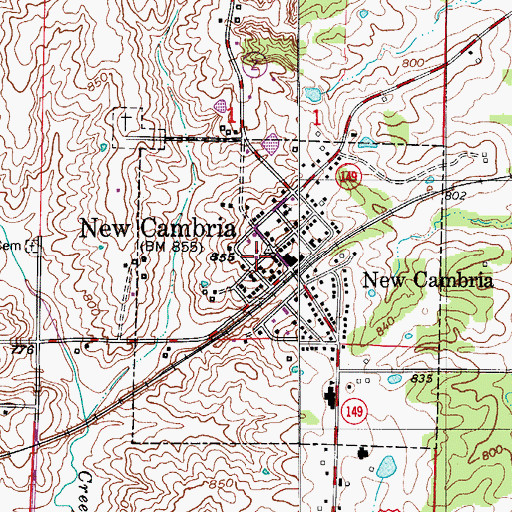 Topographic Map of New Cambria Volunteer Fire Department, MO