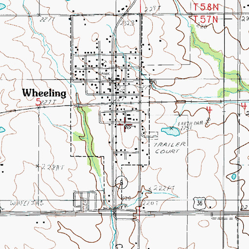 Topographic Map of Wheeling Rural Fire Department, MO