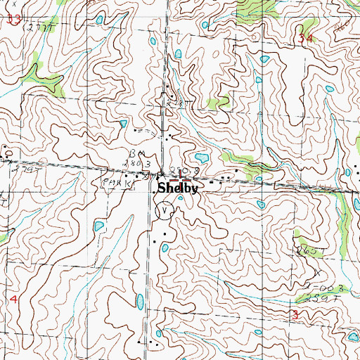 Topographic Map of Shelby Community Rural Fire Department, MO