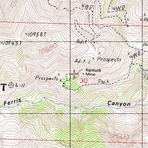 Topographic Map of Kentuck Mine, CA