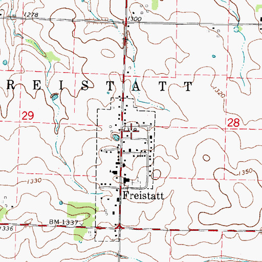 Topographic Map of Freistatt Rural Farmers Fire Protection Association, MO