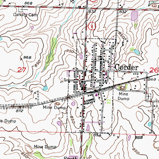 Topographic Map of Corder Fire Protection District Station 1, MO