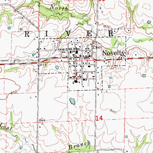 Topographic Map of Novelty Rural Fire Department, MO