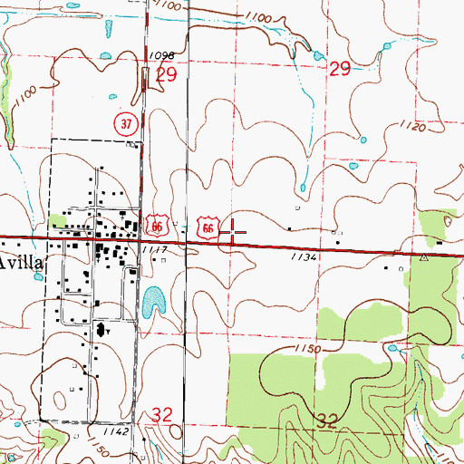 Topographic Map of Avilla Volunteer Fire Department Station 1, MO
