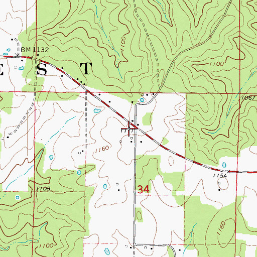 Topographic Map of Pumpkin Center Fire Department, MO