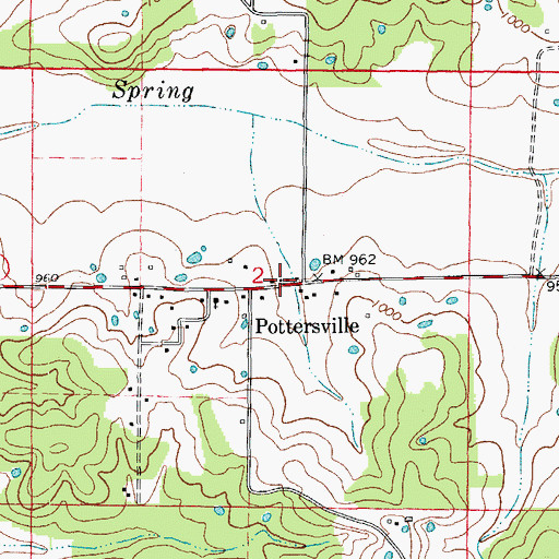 Topographic Map of Pottersville Volunteer Fire Department, MO