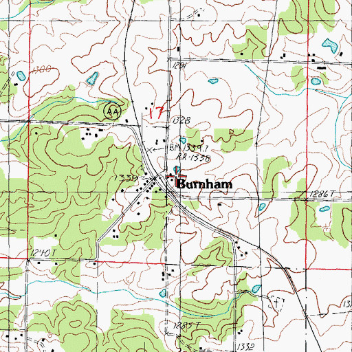 Topographic Map of Eleven Point Rural Fire Department Station 1, MO