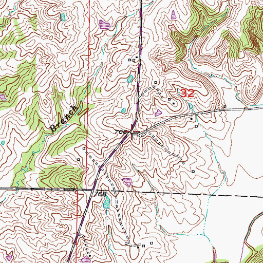 Topographic Map of Howard County Fire Protection District Station 3, MO